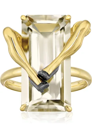 Sauer Legs 18K Yellow Quartz; Diamond Ring
