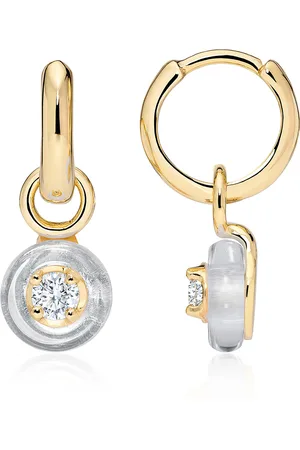 Sauer 18k Yellow Gold Frames Solitaire Hoop Earrings