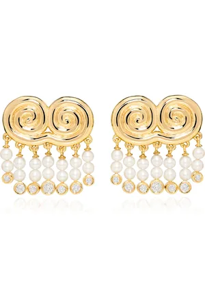 Sauer Agni 18K Yellow Gold Pearl; Diamond Earrings