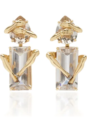Sauer Legs 18K Yellow Gold Quartz; Diamond Earrings