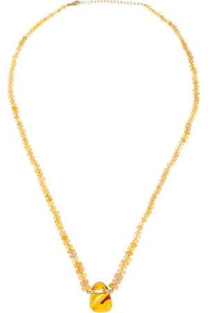 JIA JIA Opal; Amber 14K Yellow Gold Bar Necklace