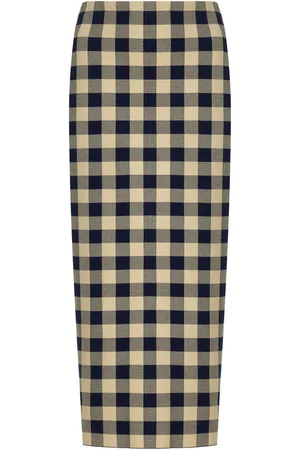 High Petra Gingham Stretch-Cotton Knit Midi Skirt