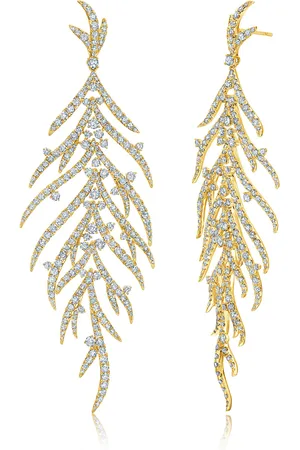 Graziela 18K Gold Diamond Folha Earrings