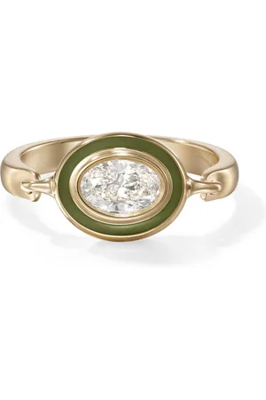 Melissa Kaye Lenox Reign Enameled 18K Yellow Gold Diamond Ring