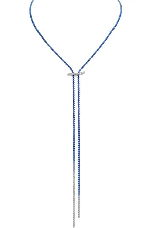 Graziela Mega Swirl 18K Gold Ombre Sapphire Lariat Necklace