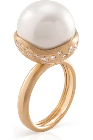 Nada Pop Shine Large 18K Yellow Diamond Pearl Ring