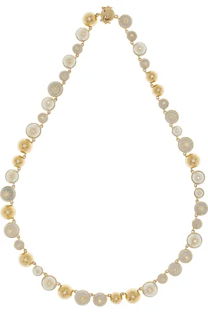Sauer Star Cluster 18K Yellow Gold Crystal; Pearl; Diamond Necklace