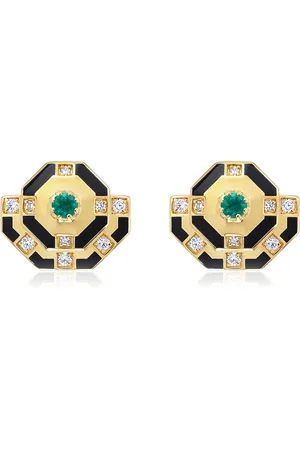 State Property Genil Enchantress 18K Yellow Gold Emerald Earrings