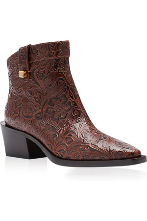 skorpios Alexandra Borgia Charro Embossed Leather Ankle Boots