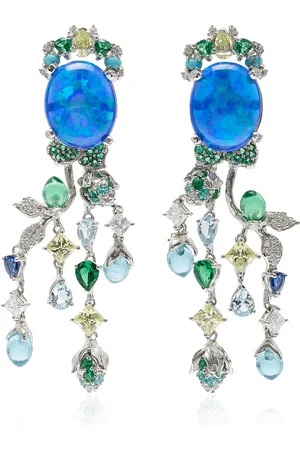 Anabela Chan Passiflora 18K White Gold Opal Earrings
