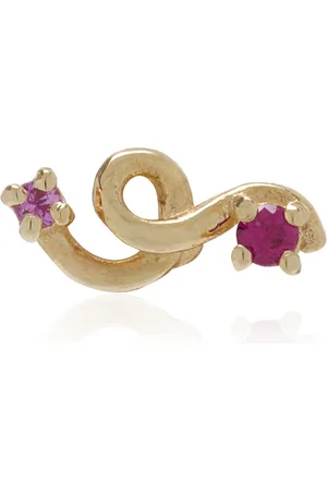 BEA BONGIASCA Mini Loop 9K Yellow Ruby; Sapphire Single Earring