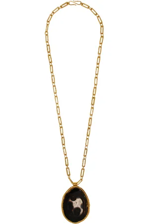 Sylvia Toledano Sterling Silver Gold Plated 18k Vermeil One-of-a-Kind Agate Collar Necklace