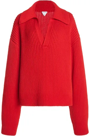 Bottega Veneta Ribbed-Knit Wool Polo Sweater