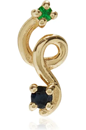 BEA BONGIASCA Mini Loop 9K Yellow Tsavorite; Sapphire Single Earring