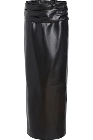 Khaite Winler Ruched Leather Maxi Skirt