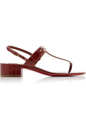 Christian Louboutin MJ Thong 25mm Croc-Embossed Leather Sandals