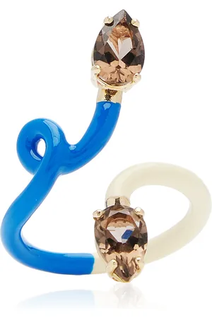 BEA BONGIASCA B 9K Yellow Gold Quartz Enameled Double Vine Ring