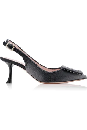 Roger Vivier Raw Edge Denim Slingback Pumps