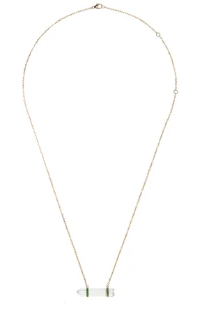JIA JIA 14K Gold Crystal Quartz And Emerald Necklace