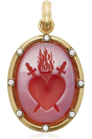 Sylva & Cie 18K Yellow Gold Diamond And Agate Pendant