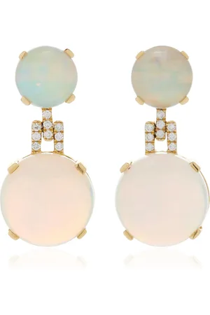 Goshwara 18K Yellow Gold Opal and Diamond Earrings
