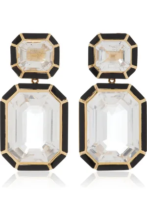 Goshwara 18K Gold Crystal and Onyx Earrings