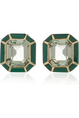 Goshwara 18K Yellow Gold Prasiolite and Malachite Earrings