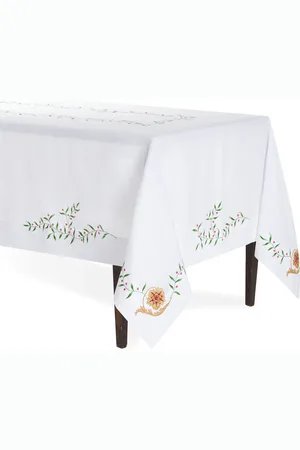 Moda Domus Hand-Painted and Embroidered Linen Tablecloth