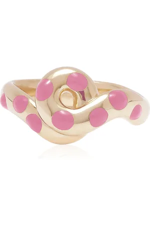 BEA BONGIASCA Chunky Wave 9K Yellow Gold Enameled Polka Dot Ring