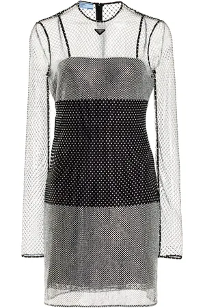 Prada Crystal-Embellished Mesh Mini Dress