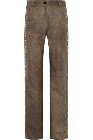 SIEDRES Renas Embellished Leather Flare Pants