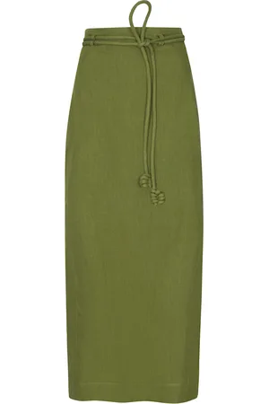 Andres Otalora Mar De Ti Belted Linen Column Skirt