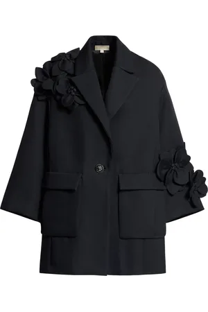 Elie saab Floral-Appliquéd Cotton Crepe Blazer