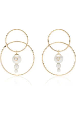 White/Space Scarpa 14K Yellow Gold Pearl; Diamond Earrings