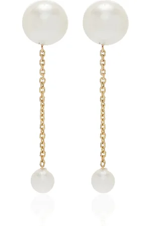 White/Space Baby 14K Yellow Gold Pearl Earrings