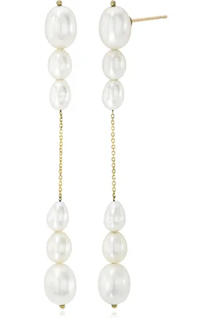 White/Space Lucia 14K Yellow Gold Pearl Earrings