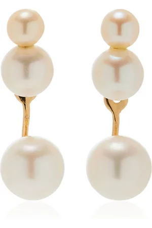 White/Space Pila 14K Yellow Gold Pearl Floater Earrings