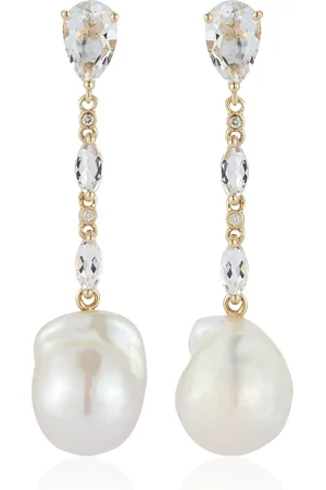 Mateo 14K Yellow Gold Diamond; Pearl; & Topaz Earrings