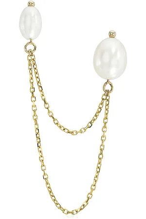 White/Space Bella 14K Yellow Gold Pearl Single Earring
