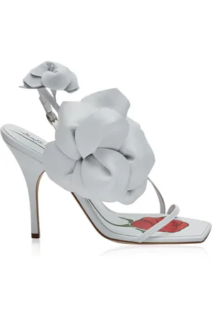MAGDA BUTRYM Flower-Embellished Leather Heeled Sandals