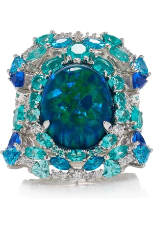 Anabela Chan Ocean Set-Of-Three 18K White Gold; Rhodium Multi-Gem Rings