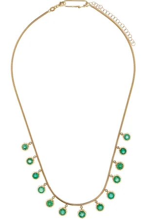 JENNA BLAKE 18K Gold Emerald Diamond Fringe Necklace