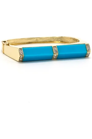 JENNA BLAKE Pyramid 18K Yellow Gold Turquoise; Diamond Bangle