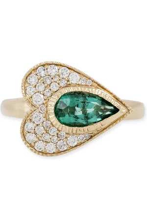 JACQUIE AICHE 14K Yellow God Emerald; Diamond Heart Ring