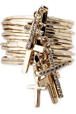 JACQUIE AICHE Waif 14K Yellow Diamond Cross Ring