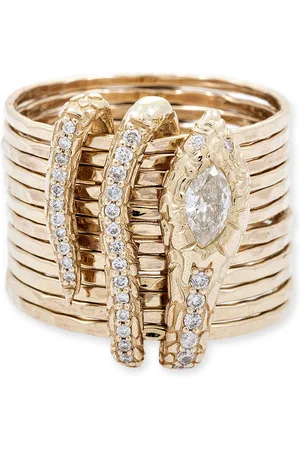 JACQUIE AICHE Waif 14K Yellow Diamond Snake Ring