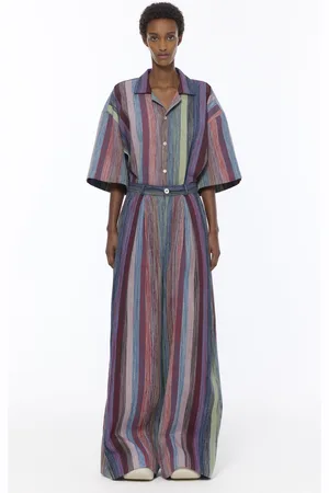 Marrakshi Life Mid-Rise Cotton Chambray Wide-Leg Pants
