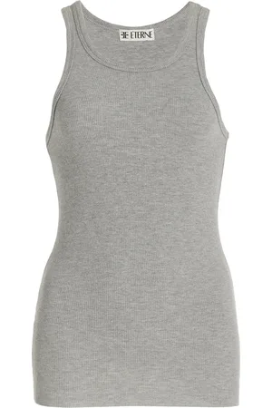 ÉTERNE High-Neck Fitted Jersey Tank Top