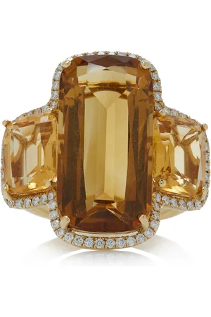 Goshwara 18K Gold Diamond And Citrine Ring