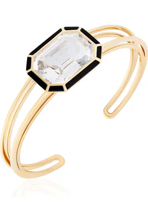 Goshwara 18K Yellow Gold Crystal and Onyx Cuff